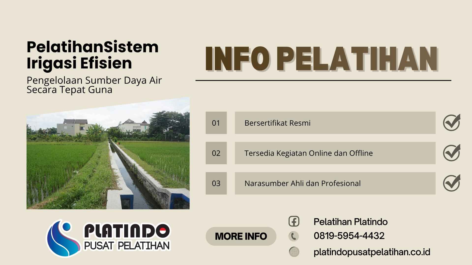 Bimtek Sistem Irigasi Efisien dan Manajemen Sumber Daya Air 2026-2027 Solusi Profesional